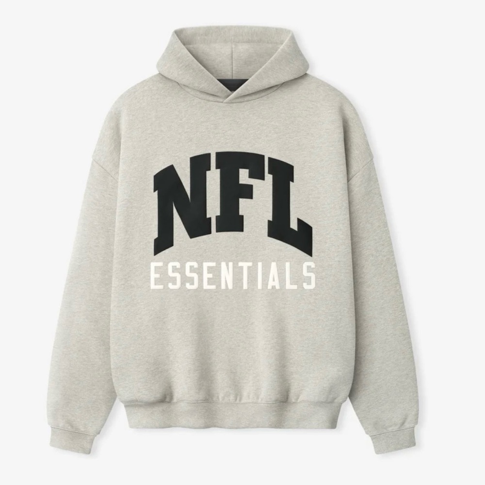 Fear of god essentials NFL hoodie heather oatmeal grey medium
